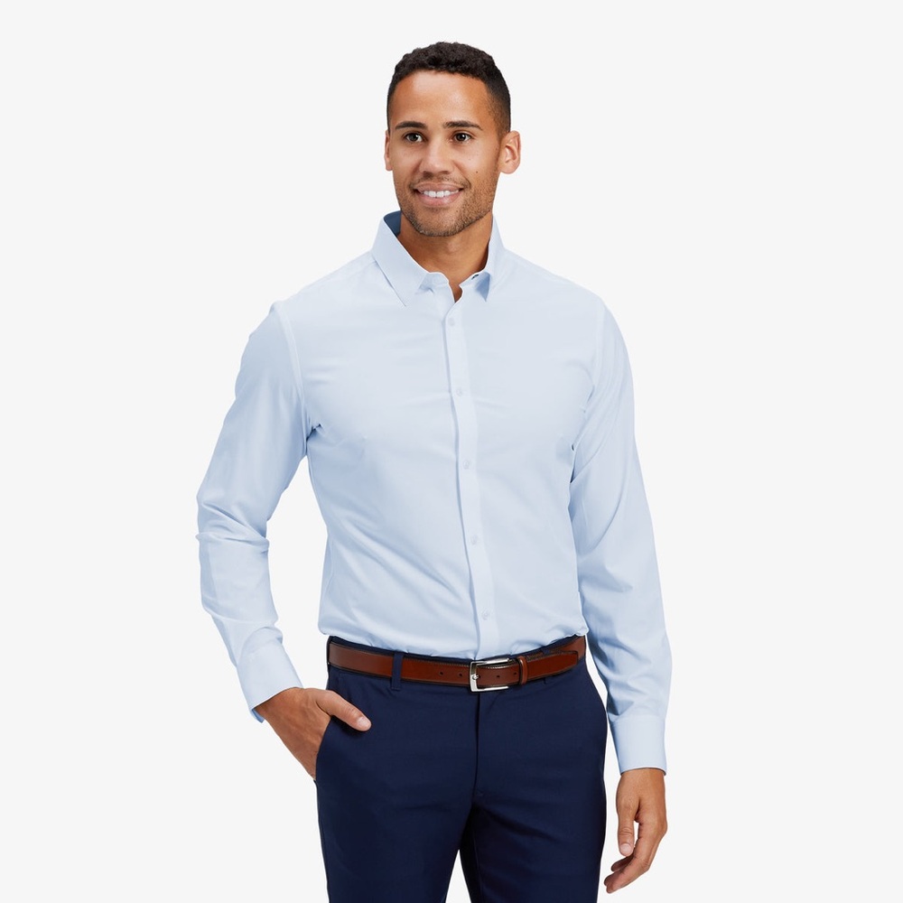 Mizzen+Main Light Blue Leeward Dress Shirt - Trim Medium
